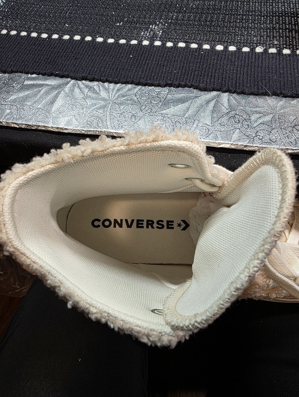 Converse Chuck Taylor All Star Lift Platform Sherpa Tennis Shoes - Picture 6 of 8